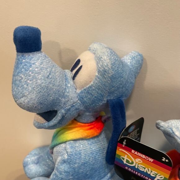 Disney New LOT OF 2 plush Pluto and Daisy rainbow scarf rainbow top bow pride - Picture 5 of 11